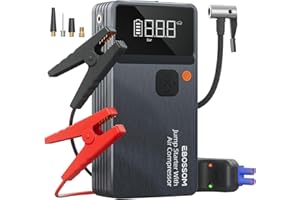 EBOSSOM Booster Batterie Voiture avec Gonfleur,Demarreur Batterie Voiture avec Compresseur d'air Portable 7en1,Jump Starter Boost pour Moto de 12000 mAh,Booster d'urgence avec Lampe LED,Charging USB-C