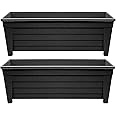Optimal Products Long Trough/Oval/Square Plant Pot Plastic Planter Indoor Home Outdoor Garden Window Herb Flower Box (55cm Trough Ebony, 2)
