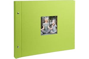 Goldbuch Photo Album Trend, Bella Vista, 39 x 31 cm, 40 Black Pages with Glassine Dividers, Extensible, Linen, Green, 28976