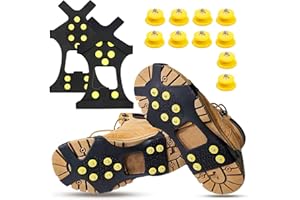SUFANG Antideslizantes para Zapatos con 10 Puntas Tacos de Hielo Tracción Antideslizante Más de Zapatos Racos de Hielo Tracción para Hombres y Mujeres Tacos de tracción sobre Zapatos/Botas