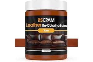 BSCPAM Leather Recoloring Balm - Tan Leather Repair Kit for Furniture & Vinyl- Leather Dye, Restore & Renew for Couches, Car Seats, Belt, Boots - Non Toxic Leather Stain 12oz