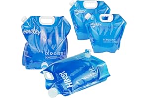 hinrey Tanica per acqua pieghevole, 4 pezzi, con rubinetto e maniglia per il trasporto, per campeggio, escursioni, picnic, emergenze (2 x 10 l + 2 x 5 L)