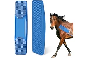 LYNBLY Peine de Masaje para Caballos, 6 en 1 Cepillo de aseo para caballos, Shedding Grooming Massage Cepillo, Para Eliminar El Vello Seco Y de Caballos Y Perros Grandes (Azul)