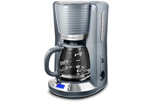 Russell Hobbs Cafetière Filtre [Programmable,Technologie WhirlTech pour extraction & arôme optimaux] Inspire Gris (verseuse en verre 1,25L, 10 tasses, Cuillère à doser) Machine à Café 24393-56