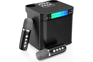 Karaoke Machine for Kids/Adults, FULLIFE 2024 Upgraded Portable Bluetooth PA Speaker System with 2 Wireless Microphones, Colorful LED Light That Changes, Sing Karaoke Set for Home Parties, Indoors