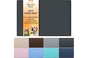 Neater Pet Brands Neater Mat Pet Mats for Food and Water, Cat & Dog Bowl Mat Waterproof Silicone, Feeding Tray, Dog Food Mats for Floors, Placemat w/Raised Edge for Under Bowls, 16” x 10”, Black