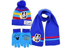 KSOPSDEY SpiderMan Mickey Mcqueen Invernali Sciarpa Set 3PCS Cappello Invernale Sciarpa Guanti Cappello a Maglia Con Adorabile Pompon Soffice, Set per Bambini per Regali Invernali Delle Ragazze