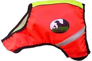 FINNERO UKKO Hunde-Sicherheitsweste – Reflektierend, Zweifarbig Rot/Gelb, Sicher und Sichtbar, Verstellbar und Atmungsaktiv, Signalweste für Jagd, Spazieren und Outdoor – Large