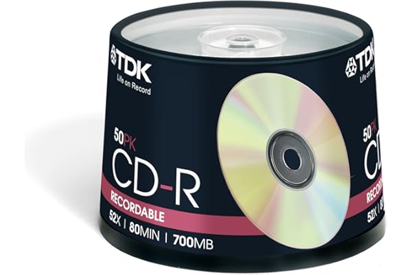 TDK CDR 52 x 50pc Cakebox CD-R 700 Mo 50pc (s) – Blank CDS (CD-R, 700 Mo, 50 pc (s), 80 Min, 52 x, cakebox)