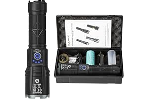 Nulmvic Torcia LED Ricaricabile USB: 500000 Lumens Torcia LED Potente Professionale Torcia Tattica Militare IP67 Impermeabile 5 Modalità Flashlight per Campeggio Trekking Emergenza