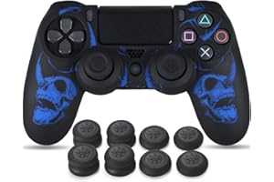 YoRHa Intaglio Laser Silicone Pelle Cassa Skin per Controller PS4 x 1 (Blue) con Thumb Grips x 8