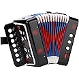 LIEKE Kids Accordion 10 keys Button Accordion,Musical Instrument,Accordian Gift for Child Beginners（Black）