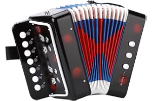 LIEKE Accordéon à 10 touches pour enfants, instrument de musique, mini accordéon pour enfants débutants (noir)