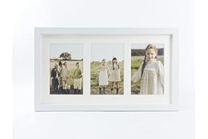 TIME HOME DEVELOPMENT Marco foto múltiple con paspartú para collage de fotos 10x15 para mesa o pared (3 FOTOS, BLANCO)