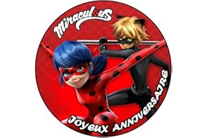 YummyArt Edible Cake Topper - disque gateau azyme pour gateau decoration gateau comestible décoration gateau comestible compatible avec disque azyme miraculous