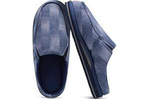 ONCAI Mens Clog Slippers with Arch Support Stripe Faux Fur Cotton-Blend High-Density Memory Foam Warm House Slippers Slip-on Indoor Outdoor Rubber Sole Size 6-15
