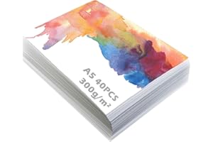 LUFEEMGA A5 x 40 Sheets Watercolour Paper Bulk, 140 lb/300 GSM Natural White Student Grade Watercolour Pad, Cold-Pressed, Art Paper Glue Bound Water Colour Sketchbook for Wet, Dry & Mixed Media