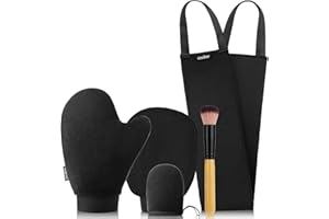 CeleCily Premium Reusable Tanning Mitt - UK Patented Fake Tan Mitt Set with Leakproof-lined Self Tan Mit, Back Tanner Applicator, Face Tanning Gloves, Exfoliate Mit, Tanning Brush
