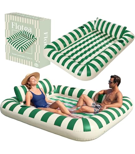 SLOOSH Matelas Gonflable Premium pour Adultes, Transat de Piscine en Tissu avec Porte-Gobelets et Dossier Réclinable pour Fêtes Estivales (Bleu SLOOSH Matelas Gonflable Premium pour Adultes, Transat de Piscine en Tissu avec Porte-Gobelets et Dossier Réclinable pour Fêtes Estivales (Bleu