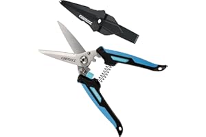 CEERAYZ 8" Cisaille Multi Usage, Ciseaux industriels robustes, Cisaille de jardin pour projets DIY, bureau, lignes de production et jardinage, avec étui protecteur (Noir Bleu)