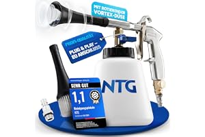 NTG Tornado Rengöringspistol med Vortex virvlingsmunstycke – djuprengöring med tryckluft – 1 000 ml behållare, tryckluftspistol med metallhölje – Tornado perfekt för bil, verkstad och hushåll
