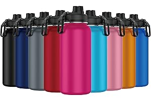 Mi Ko Mi Ka Botella de Agua de Acero Inoxidable - Botella Térmica Reutilizable Deportiva | Sin BPA | Mantiene Frio y Calor | Termo y Hermética - A Prueba de Fugas (1 Litro V2, Fucsia)