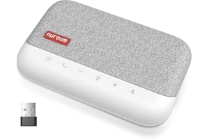 Nuroum A15 Bluetooth Conference Speaker and Microphone, Portable Wireless Speakerphone, 360° Voice Pickup w/Noise Reduction, Connect via Bluetooth/Dongle/USB-A/C to PC/Laptop/Mobile for Teams/Zoom
