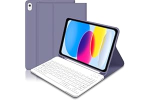 HOFSOS Coque Clavier pour iPad 10Ème Génération, AZERTY Français Étui Clavier Magnétique Bluetooth sans Fil Etui Housse avec Pen Holder pour iPad 10ème Gén 2022 10.9 Pouces -Violet