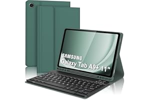 JADEMALL Funda con Teclado para Samsung Galaxy Tab A9+ 11'', Teclado Bluetooth Inalámbrico Desmontable con Funda y Portalápices para Samsung Galaxy Tab A9 Plus 11 Pulgadas 2023(SM-X210/X216/X218), Verde Oscuro