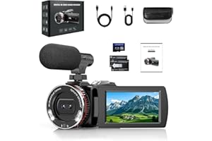 ZIMOCE Cámara de Vídeo 4K 60FPS 64MP Videocámara 21X Digital Zoom Camcorder Video Camera, Pantalla de 3.0'' y 270° Vlogging Cámara para Youtube, Tarjeta de Memoria de 64 GB, Cable HDMI y 2 Baterías