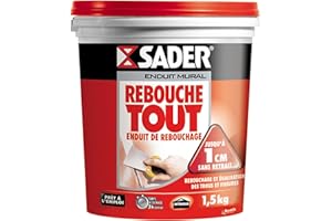 BOSTIK Sader Rebouche Tout - Enduit de Rebouchage Intérieur Prêt à l'Emploi - Tous Supports - Rebouchage et Égalisation de Trous et Fissures Jusqu'à 1 cm - Joint Plaque de Plâtre - Pot de 1,5kg