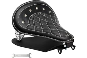 DgNeLai Motorcycle Solo Drive Seat Black Rhombus Leather Bobber Cushion with Mounting Seatbase Spring Bracket Kit Replacement for Harley Davidson Sportster XL 1200 883 48 Chopper Custom