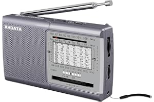 XHDATA D219 UKW/FM/AM Radio Batteriebetrieben Weltempfänger MiniRadio,KurzwelleRadio Retro für Haushalt Outdoor Camping Wandern TragbaresRadio Grau