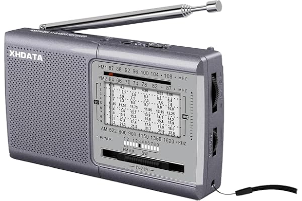 XHDATA D219 Radio a Pile Survie FM AM SW Radio Portable Poste Radio Vintage pour Le Camping Extérieur et la Randonnée Gris