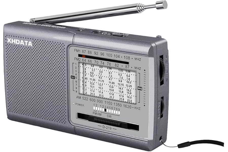 XHDATA D219 Portable Radio Retro FM AM SW Radio Battery Operated for Household Outdoor Camping Hiking Pocket Radio Grey