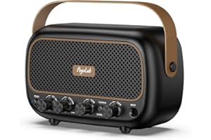 POGOLAB Mini-Gitarrenverstärker 2×5W, tragbar & wiederaufladbar, mit Clean/Overdrive-Effekten, Bluetooth 5.0 & AUX, Kleiner Übungsverstärker für tägliches Üben, Jams & kleine Gigs
