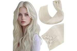 Hetto Real Hair Extensions Clip in Human Hair 20 Inch Blonde Extensions Human Hair Clip in Hair Extensions Real Hair Clip in Extensions Platinum Blonde #60 Straight Silky 120g 7pcs