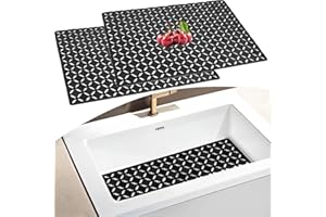 E-GREETSHOPPING 2 Stück Spülbeckenmatte 30 x 40 cm Schutzmatte für Küche, Spülbeckeneinlage Rutschfest, Spülbeckenmatte Zuschneidbare Abtropfmatte, für Edelstahl & Keramikspülen, Gegen Kratzer im Spülbecken