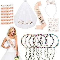 FORMIZON Set Addio Al Nubilato – Fascia Con Tiara E Velo Bianco – Cerchietto Bride To Be In Oro Rosa Con Cristalli - 2