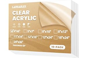Langaelex 10er Set Acrylglas Platten Transparent 3mm, 10 x 15 cm Acrylplatten ultra klare Kunststoffplatten für Laserschneiden, Glasersatz, Projektausstellung