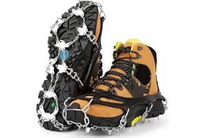 WARDWOLF Ramponcini per Scarponi Scarpe 25 Denti Ramponi da Ghiaccio de neve Ice Tacchetti Universali per Donna e Uomo Trekking,Camminare,Escursioni in Inverno,Occhielli Rinforzati Con Inserti