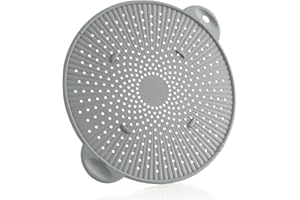 COM-FOUR® Couvercles en silicone pour casseroles et poêles, résistants à la chaleur et sans BPA - couvercles vapeur contre les taches de graisse et d'éclaboussures (01 pièce - Ø 28,5 cm gris)