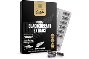 Healthspan Elite All Blacks CurraNZ Blackcurrant Extract 300mg (1 Month Supply) | Helps The Body Overcome Stress & Exertion | 300mg Natural Extract Per Capsule | 35% Anthocyanin | Vegan Friendly