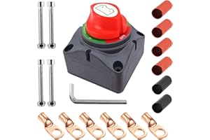 Ampper 1-2-Both-Off Battery Disconnect Switch, 12-48 V Battery Master Cut Shut Off Isolator Switch with Lugs (1-2-Both-Off Kit)