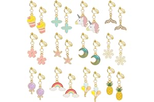 HIFOT boucle oreille clip Enfants 12 Paires, Petites Filles Princesse clous oreilles set, Pretend Play Dress up Cadeau Fille Accessoire fête