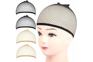 LZKHEH Conjunto de 4 Redecillas para Pelo y Pelucas, Gorros de Malla en Negro y Beige para Mujeres y Hombres. ¡Mantén tu cabello en su lugar con estilo y confort! ¡Ideal para la peluquería y el uso diario!