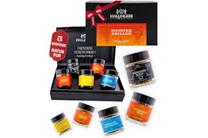 ‎HALLINGERS GENUSS MANUFAKTUR Hallingers Genuss Manufaktur Grillgewürze Geschenkset – 5 Premium Gewürze zum Grillen & BBQ in edler Geschenkbox, Gewürze Set "Meistergriller", Geschenkidee für Männer & Frauen, auch zu Weihnachten