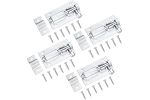 XIAOMOYU Bullone Serratura Porta, Bulloni di Porta, Slide Bolt con Viti, Chiavistello per Porta in Legno per Porte di Sicurezza, Camera da Letto, Capanno, Porte Del Bagno, Toilette - 4 Pezzi