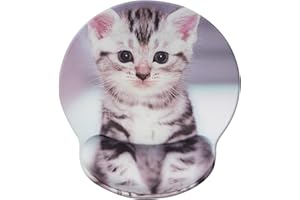 Jahosin Alfombrilla de ratón con Soporte para muñeca,reposamuñecas ergonómicas de Color Negro,cómoda Almohadilla de Espuma viscoelástica Antideslizante para computadora y oficina-25x23 cutecat