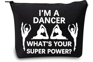 LEVLO Divertente ballerino sacchetto cosmetico Recitals regali I'm a Dancer What's Your Super Power trucco cerniera sacchetto per squadre di danza insegnante di danza, Sono un ballerino nero, Large,